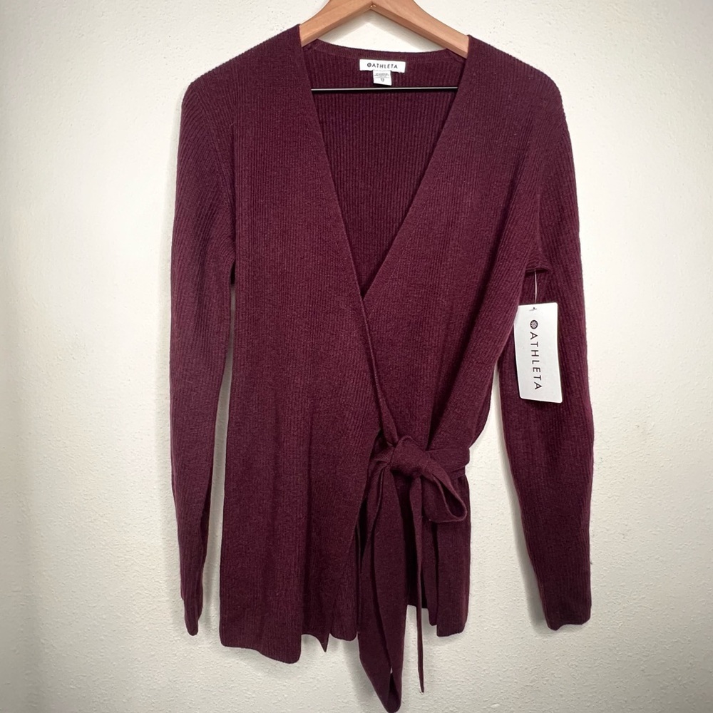Athleta Alpine Wrap Sweater, Spiced Cabaret, size XS NWT - Picture 2 of 6